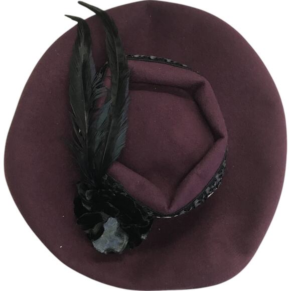 Vintage Joe Bill Miller Fashionable Hat Womens Purple Ruffled Flower Feathers main image 6